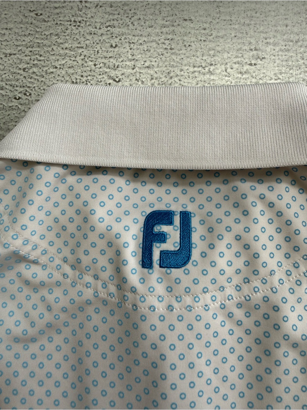 FootJoy White Polo with Light Blue Dot Pattern - Picture 14 of 15